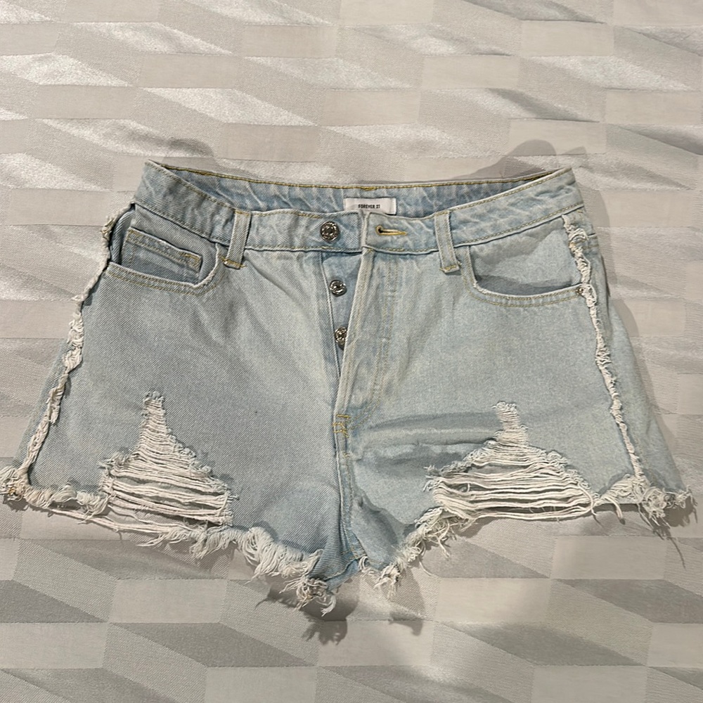Forever 21 Button Up Jean Shorts || size 26 ||